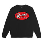 Black sweatshirt with Rainier Beer logo on a white background