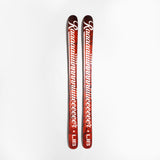 Two red skis with Rainer x LIB