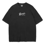Black t-shirt with 'Rainier Beer' logo on a white background